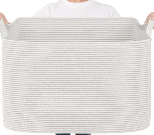 Miniatura 39 de Goodpick Cesta Grande de Almacenamiento de Juguetes, Cestas de Cuerda de Algodón Gris Contenedor de Almacenamiento de Juguetes para Bebé, Niños