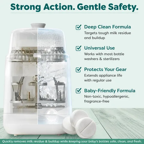 Miniatura 3 de Tabletas descalcificadoras para lavadora y calentadores de botellas (20 unidades) – Tabletas descalcificadoras, elimina los residuos de leche de cal