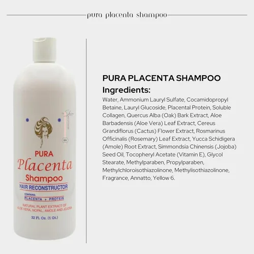 Miniatura 2 de Cabellina Pura Placenta Reconstructor Champú con Proteínas, Queratina Aminoácidos y Aceites Naturales - 32 fl oz - 1 unidad