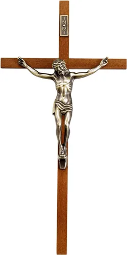 ACHIBANG Crucifijo de pared católica – Cruz de Jesús de madera de 10 pulgadas con INRI para pared o decoración de Pascua, regalo cristiano para el