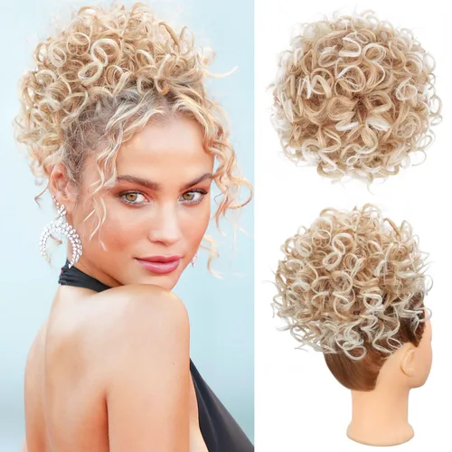 Miniatura 16 de Lommel Pieza de cabello desordenado, moño rizado, ondulado suelto, pieza de cabello con cordón elástico, moño desordenado, extensión de cola