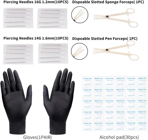 Miniatura 5 de LOYAL BOOK Kit de 104 piezas de Piercing 14G16G Kit de Piercing para todos los piercings (color acero inoxidable)