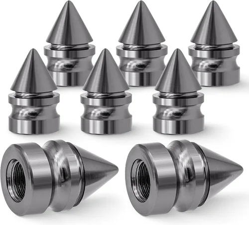 Miniatura 24 de 4 piezas de tapas de válvula de rueda con estilo púas, resistentes a la corrosión, universales de aleación de aluminio a prueba de polvo para Spiked