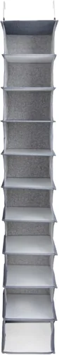 Miniatura 5 de Household Essentials Organizador de armario de plástico y mezcla de algodón estrecho colgante con 10 estantes de almacenamiento, mezclilla