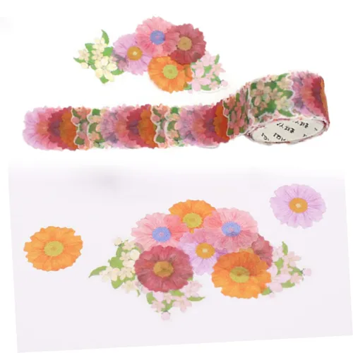 Miniatura 3 de EXCEART 3 calcomanías florales de cinta washi, álbumes de recortes, cinta de pétalos, calcomanías decorativas para manualidades y bricolaje 3