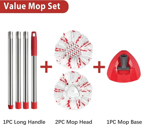 Miniatura 6 de Cabezal de repuesto para mopa giratoria HiBaby, base, mango compatible con el juego de mopa Ocedar EasyWring de 1 tanque de microfibra, 2 cabezales