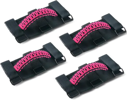 Miniatura 14 de Savadicar Paquete de 4 Asas de Agarre de Barra Enrollable Compatible con 1955-2023 Jeep Wrangler CJ YJ TJ JK JL 4XE & Gladiator JT, Soporte de Negro