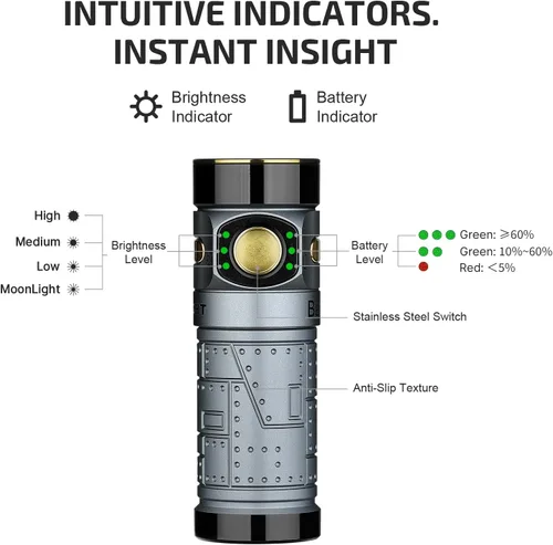 Miniatura 7 de OLIGHT Baton4 Linterna EDC recargable, luz de bolsillo LED de 1300 lúmenes con cable de carga magnético, 6 modos, IPX8 impermeable para el hogar