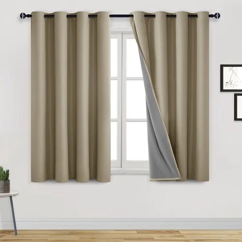 Miniatura 9 de DWCN Cortinas 100% opacas de 63 pulgadas de largo para dormitorio, decoración del hogar, aislamiento térmico, bloqueo de luz, oscurecimiento de Gris