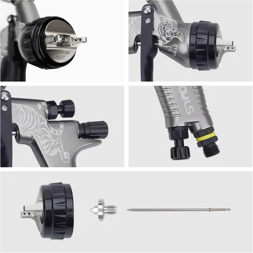 Miniatura 2 de HVLP - Pistola pulverizadora de aire de acero inoxidable de 0.051 in y 0.071 in, 20.3 fl oz y 13.5 fl oz, pulverizador de pintura de alimentación