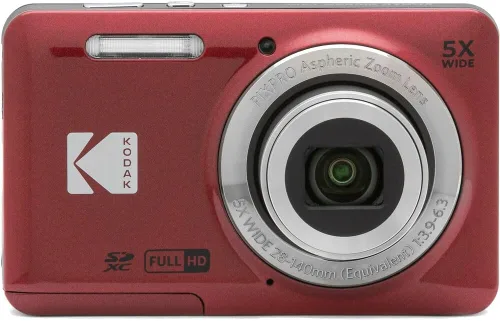 Miniatura 2 de Cámara digital Kodak PIXPRO FZ55, compacta de 16MP apunto y dispara, zoom óptico 5X, lente gran angular de 28mm, video Full HD 1080P, roja + estuche
