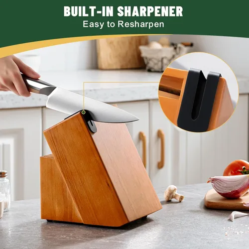 Miniatura 7 de Juego de cuchillos, EWFEN - Juego de 14 piezas de cuchillos de cocina con bloque, cuchillos de acero inoxidable alemán con afilador de cuchillos