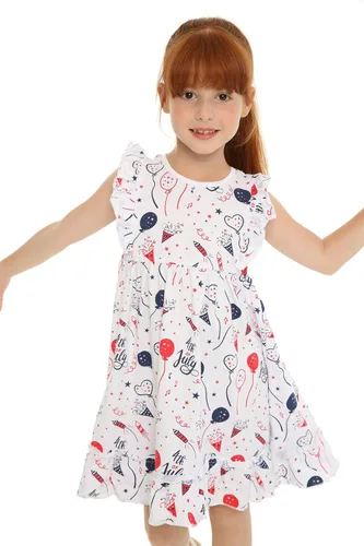 Miniatura 2 de Mud Kingdom Vestido para niñas del 4 de julio, lindo día de la independencia, bandera estadounidense, manga con volantes, vacaciones de verano