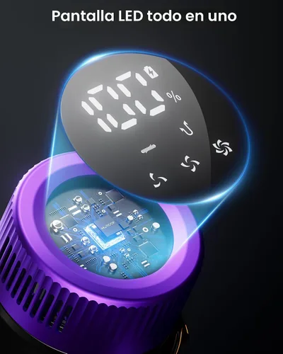 Miniatura 6 de Aspiradora inalámbrica, 650 W, 55 KPA, 70 minutos para el hogar, aspiradora inalámbrica de pie con estación de carga y pantalla LED, aspiradora