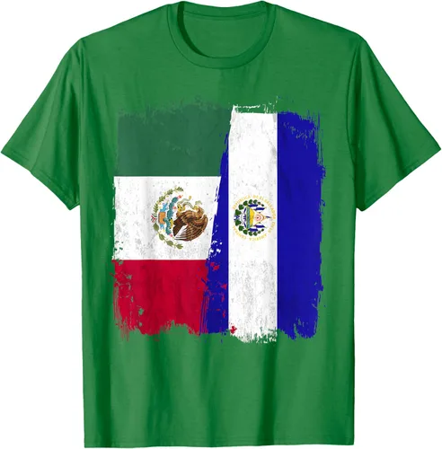 Miniatura 5 de Camiseta con la bandera mexicana de El Salvador con la mitad de la bandera mexicana de El Salvador