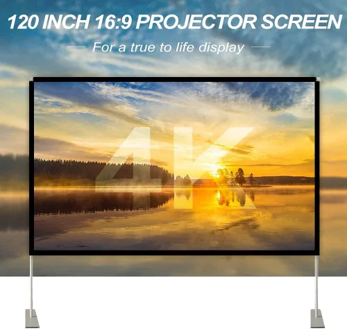 Miniatura 2 de Pantalla y soporte de proyector de 100 pulgadas, pantalla de proyector portátil 4K HD, pantalla de proyección frontal trasera con bolsa