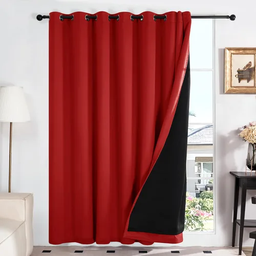 Miniatura 10 de Deconovo Cortinas 100% opacas, cortinas de ventana con aislamiento térmico, paneles reductores de ruido, cortinas de forro negro, con ojales