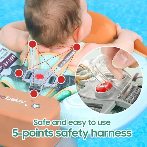 Miniatura 7 de Mambobaby - Flotador de piscina para bebé no inflable con cola y toldo, protección solar UPF 50+, sin volteo, flotador de natación para bebé