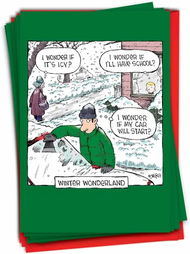 Miniatura 9 de NobleWorks - 12 tarjetas de Feliz Navidad de dibujos animados - Divertidos saludos de humor navideño, juego de tarjetas de notas en caja con sobres