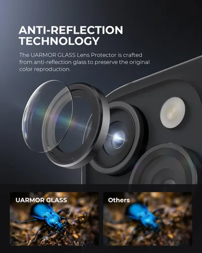 Miniatura 5 de UARMOR - Protector de lente de cámara compatible con iPhone 17, 16 y 16 Plus: vidrio templado 9H y cubierta de aluminio, transparente HD, kit