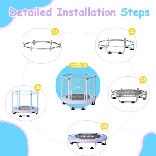 Miniatura 3 de Fitinone - Cama elástica para niños, de 5 pies, para interiores y exteriores, con malla de seguridad, regalos de cumpleaños para niños, regalos