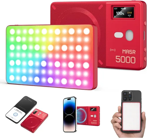 Miniatura 10 de GODOX MA5R - Luz de relleno LED con difusor suave, carga magnética, iluminación para selfies, mini luces de cámara 1800K-10000K, 14 modos FX