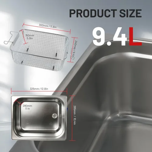 Miniatura 5 de ZKH Máquina profesional de limpieza de joyas 10L, limpiador sónico de alta frecuencia con temporizador digital y calentador, máquina ultrasónica