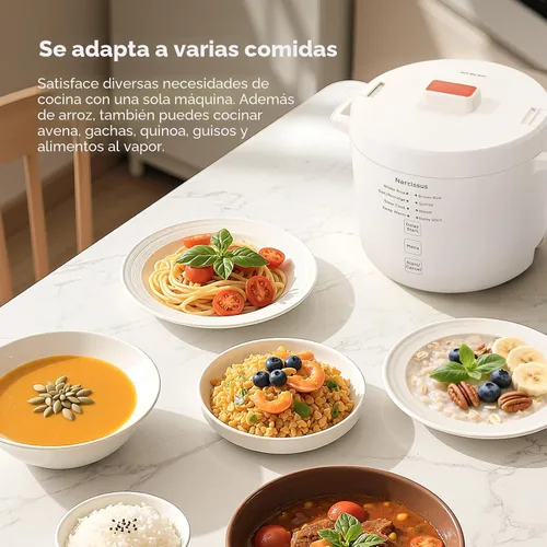 Miniatura 2 de Narcissus Arrocera de 3.5 tazas para 1-3 personas, multifuncional para arroz, avena, quinua, cocción lenta, vapor, cocina arroz y plato de vapor