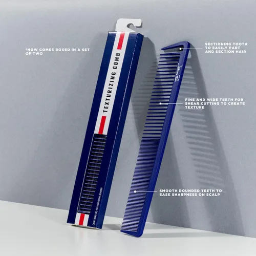 Miniatura 2 de JOHNNY B. Peine de pelo texturizante de carbono profesional, azul 2 PCS