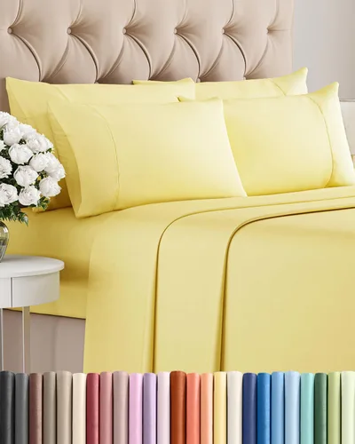 Juego de sábanas Cal King de 6 piezas – Sábanas tamaño California King – Ropa de cama suave de lujo de hotel – refrescante, cómoda y transpirable –