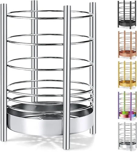 Soporte para utensilios de cocina para encimera de cocina, utensilios de acero inoxidable, organizador de almacenamiento de utensilios, soporte para
