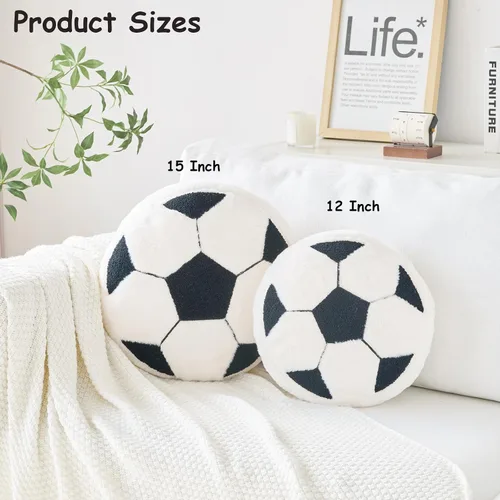 Miniatura 4 de Almohada de béisbol, almohada con forma de béisbol de 12 pulgadas, cojín de asiento con piel sintética de conejo, almohada redonda para decoración