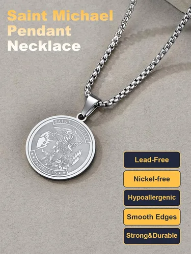 Miniatura 249 de U7 Saint Benedict/Michael Medal Necklace, 316L Stainless Steel Virgin Mary Necklace for Men Women, Bible Verse Protection Necklace Catholic