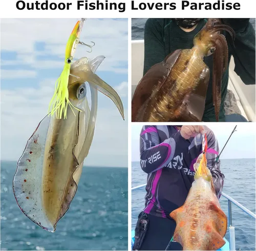 Miniatura 7 de Goture 2 señuelos de calamar de pesca, suave y luminoso, pulpo, pesca con anzuelo, plantilla de pulpo