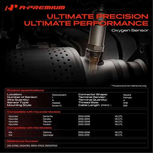Miniatura 2 de A-Premium Sensor de oxígeno O2 compatible con Hyundai Santa Fe 2003-2006, Sonata 2002-2005, Tiburon 2003-2008, Tucson 2005-2009 y Kia Optima