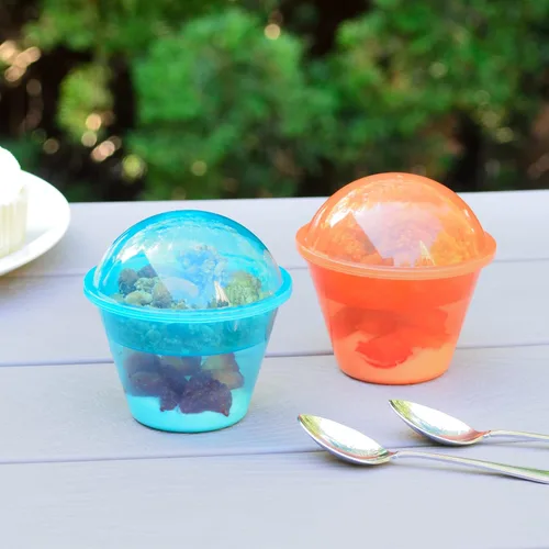 Miniatura 4 de Youngever 7 juegos de vasos de plástico para yogur con insertos y tapas de cúpula, a prueba de derrames y fugas (pequeño, 4 onzas)