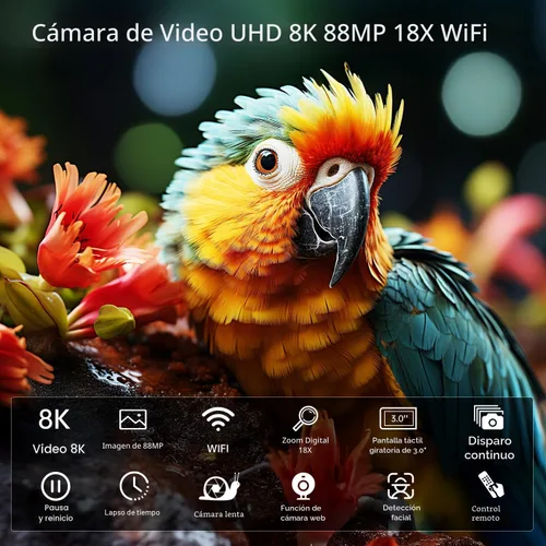 Miniatura 5 de Cámara de video 8K 88MP UHD WiFi Vlogging Cámaras para YouTube 18X zoom digital IR visión nocturna 3.0 pulgadas videocámara pantalla táctil