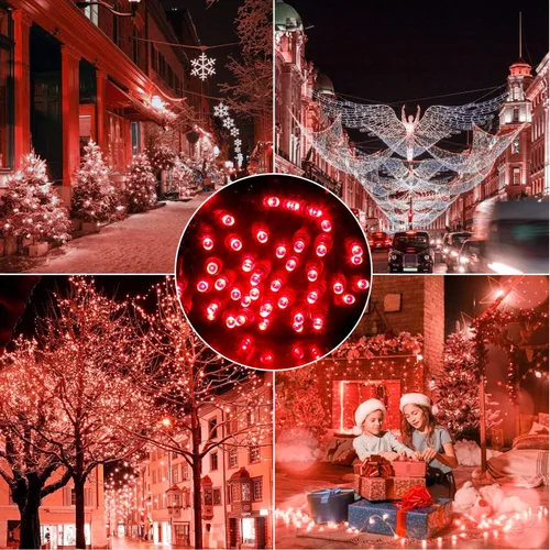 Miniatura 5 de Luces LED de Navidad, 50 unidades, luz LED de Navidad sin costuras para exteriores e interiores, grado de iluminación comercial, luz roja, cable