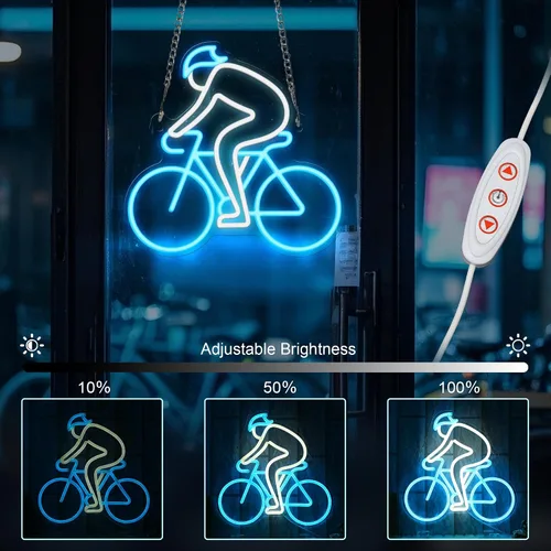 Miniatura 3 de CoolGift Mart Letrero de neón para bicicleta, decoración de pared definitiva para entusiastas del deporte, luz LED regulable para dormitorio, sala