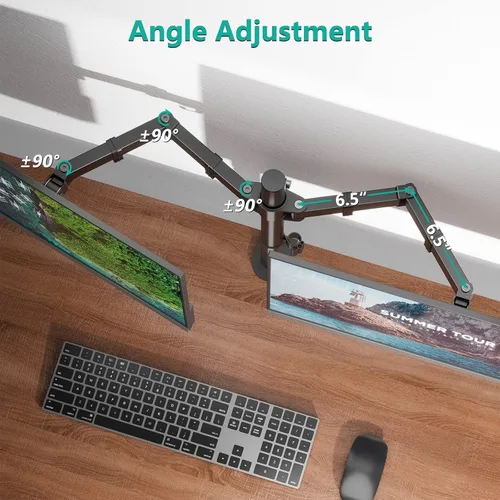 Miniatura 3 de Soporte de monitor dual para pantallas de 13 a 27 pulgadas, brazos de monitor dobles para 2 monitores de hasta 22 libras, soporte de escritorio