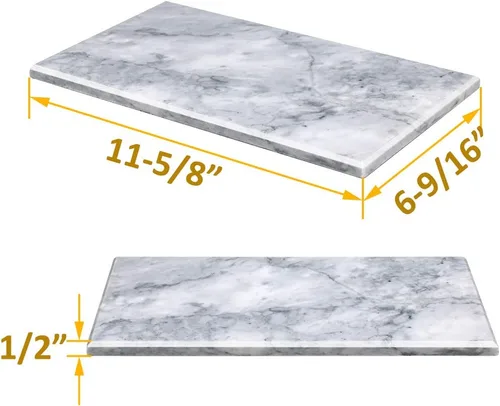Miniatura 2 de Bandeja rectangular de mármol para mostrador, baño, tocador, mesita de noche o escritorio, 10-1/4 x 6-1/4 pulgadas