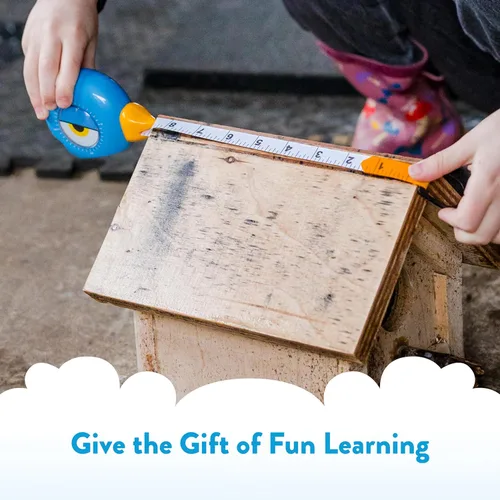 Miniatura 8 de Handy Famm Cinta métrica de pájaro azul de 8 pies para niños, herramienta educativa STEM con nivel, transportador, diseño retráctil, juguete