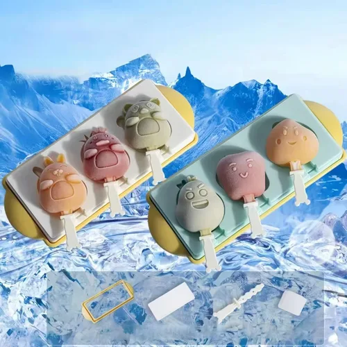 Miniatura 10 de Juego de 2 moldes para paletas con forma de 6 piezas para niños, moldes de silicona para hacer paletas de helados, moldes para hacer helados