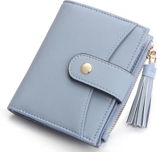 Miniatura 9 de yiijay Billetera pequeña para mujer, con bloqueo RFID, plegable, delgada, de cuero, para tarjetas de crédito, billetera pequeña con bolsillo