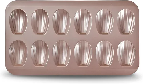 Miniatura 9 de Madeleines 12 Cavity Madeleine Baking Mould Carbon Steel with Non-Stick Coating for Oven Baking Chocolate Brownies Biscuits, Black