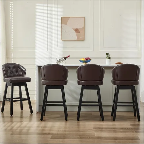 Miniatura 16 de Juego de 2 taburetes de bar giratorios de 29 pulgadas, taburetes de bar tapizados con respaldo, sillas modernas de altura de mostrador para isla