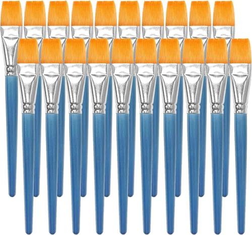 Miniatura 9 de 10 pinceles planos de 1 pulgada, pincel de pintura acrílica, cepillo de nailon sintético para el cabello, pincel de pintura para pintura de 10