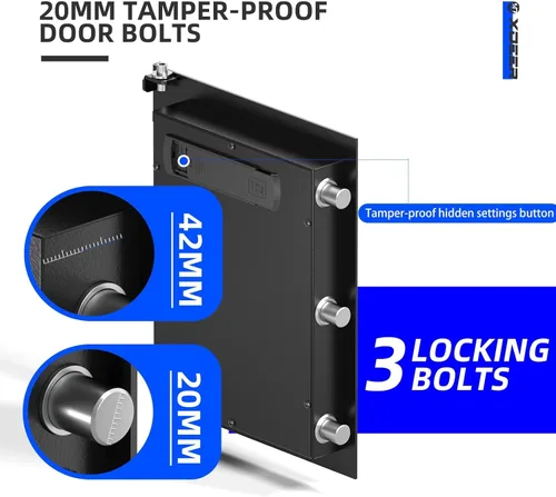 Miniatura 5 de Caja de seguridad biométrica XDeer con bolsa ignífuga, caja de seguridad de acceso rápido con huella dactilar mejorada, caja de seguridad