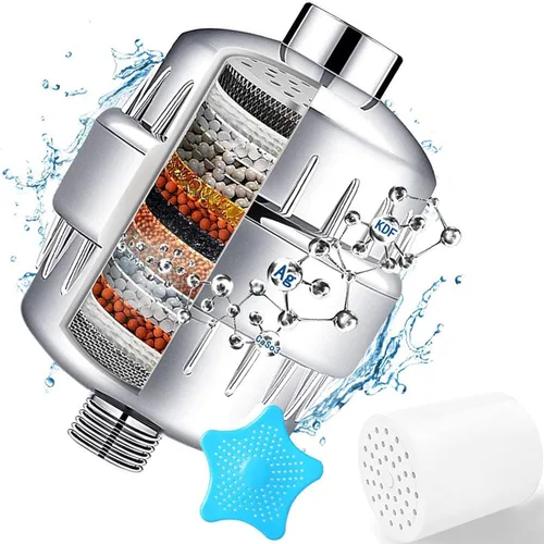 Filtro de ducha de 32 etapas con vitamina C para agua dura, filtro de cabezal de ducha suavizante de agua con cartucho de filtro reemplazable de