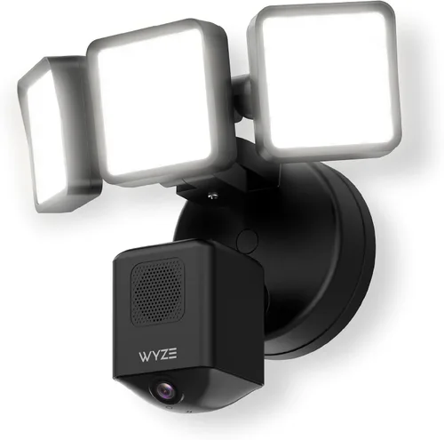 WYZE Floodlight Camera Pro, Elección de los Editores de PCMag 3000-lúmenes LED, cámara de seguridad exterior HD 2.5K, vista ancha de 180°, visión